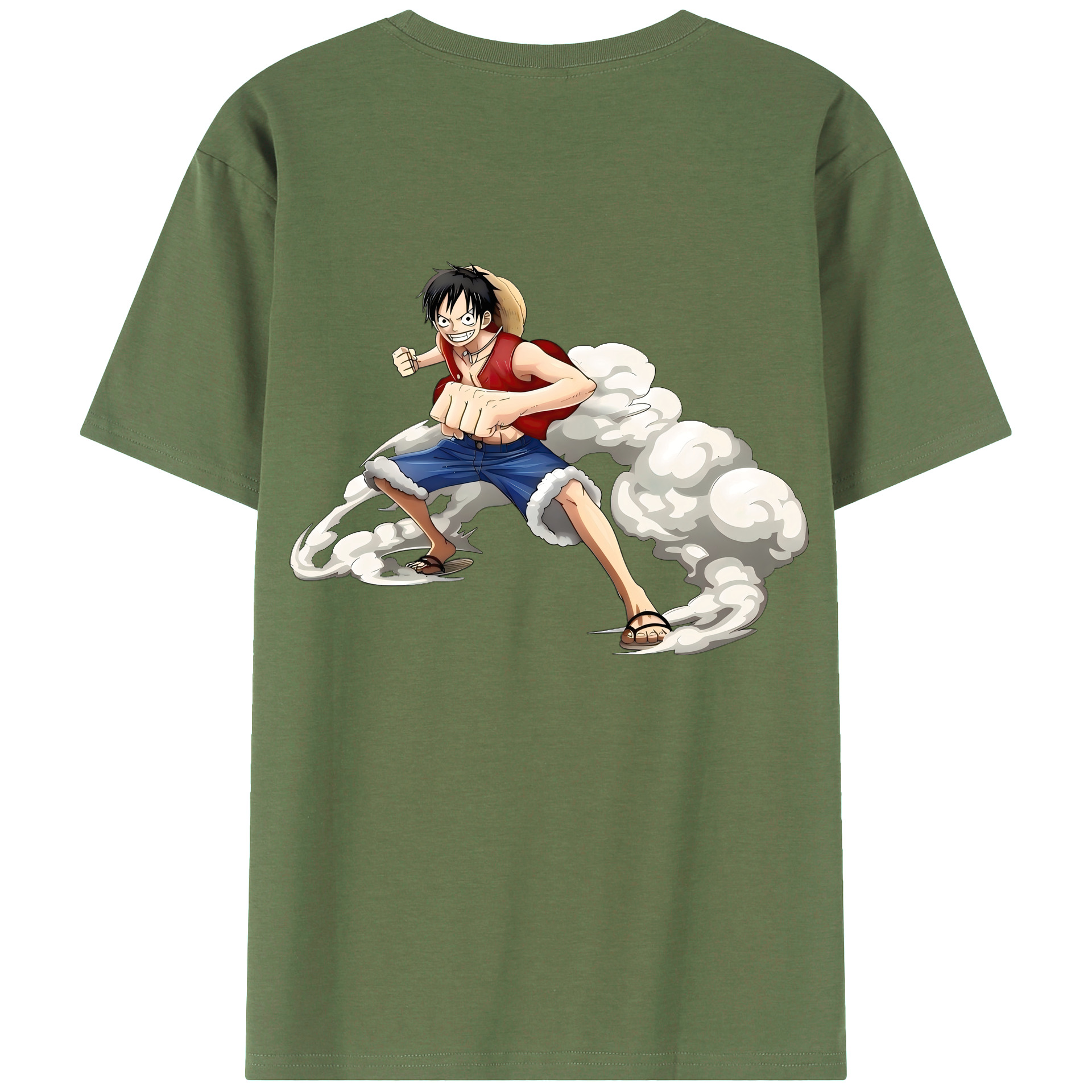 （画像用） ワンピース モンキー・D・ルフィ ONE PIECE Monkey D. Luffy 綿100％ メンズ半袖Tシャツ（バックプリント） 通気性
